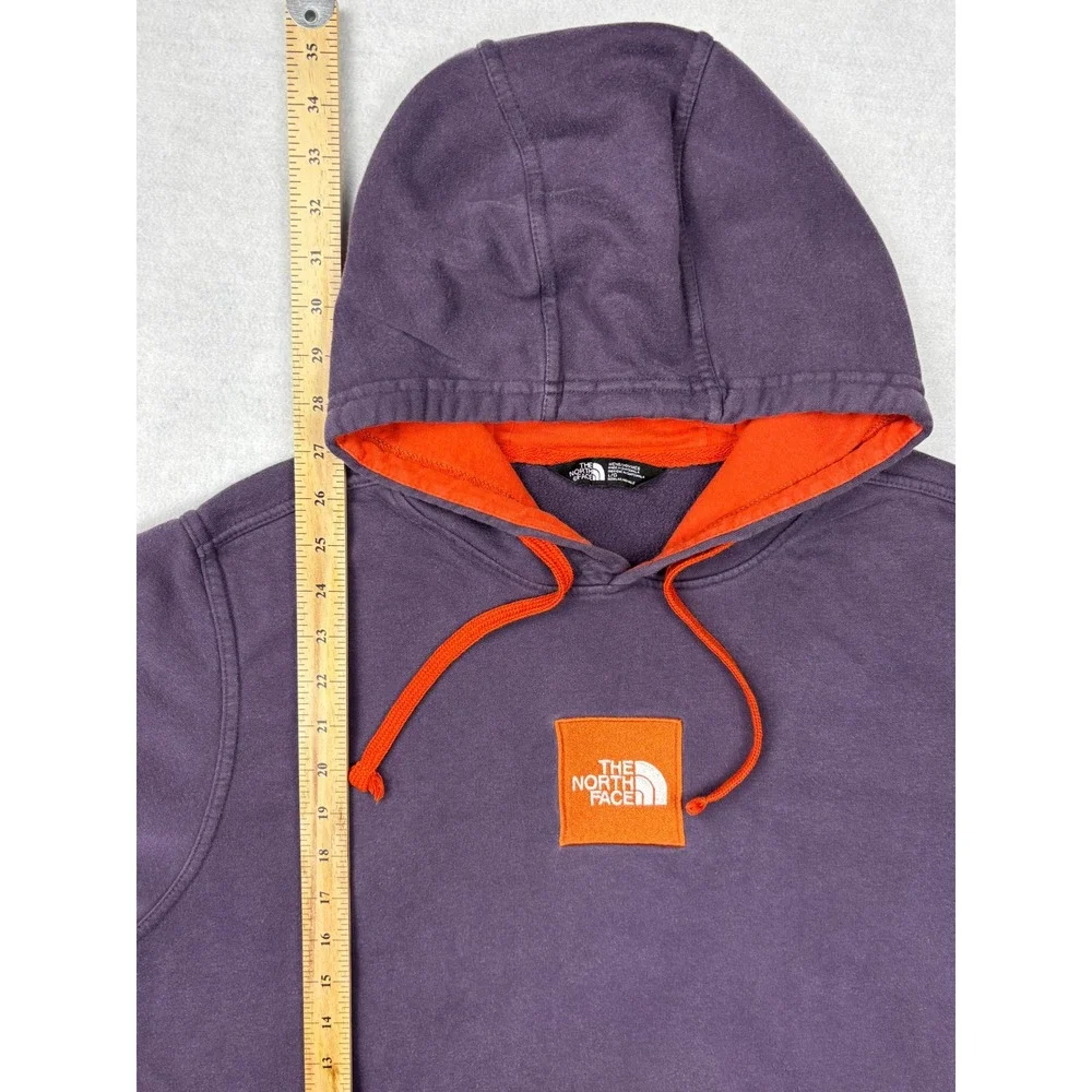The North Face Mens Purple Orange Box Logo‎ Hoodie Pullover A3KA8 Large